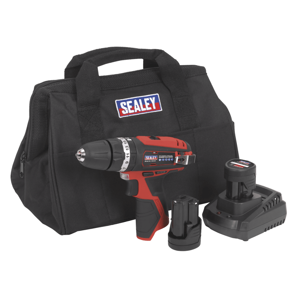 Sealey Hammer Drill/Driver Kit 10mm 12V Li-ion - 2 Batteries Model No-CP1201KIT