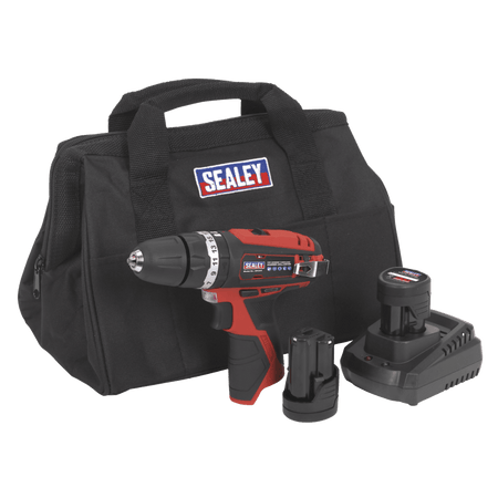 Sealey Hammer Drill/Driver Kit 10mm 12V Li-ion - 2 Batteries Model No-CP1201KIT