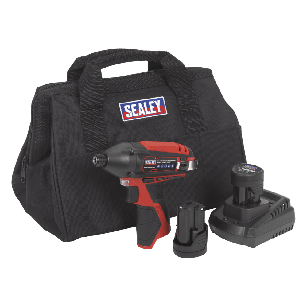 Sealey Impact Driver Kit 1/4" Hex Drive 12V Li-ion - 2 Batteries Model No-CP1203KIT