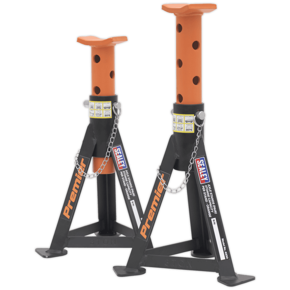 Sealey Axle Stands (Pair) 3tonne Capacity per Stand Orange Model No-AS3O
