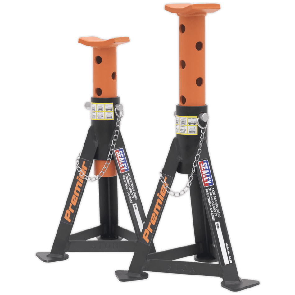 Sealey Axle Stands (Pair) 3tonne Capacity per Stand Orange Model No-AS3O