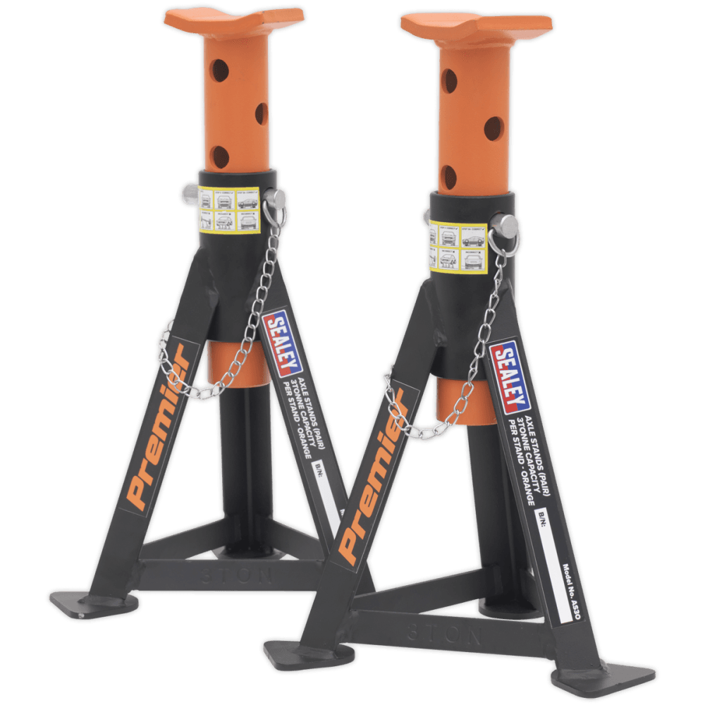 Sealey Axle Stands (Pair) 3tonne Capacity per Stand Orange Model No-AS3O