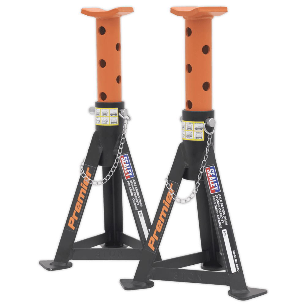 Sealey Axle Stands (Pair) 3tonne Capacity per Stand Orange Model No-AS3O