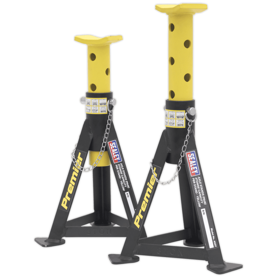 Sealey Axle Stands (Pair) 3tonne Capacity per Stand Yellow Model No-AS3Y