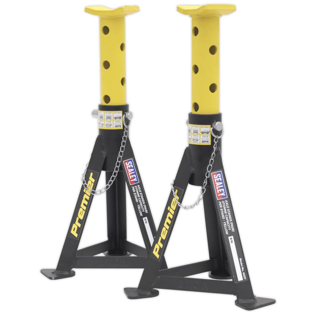 Sealey Axle Stands (Pair) 3tonne Capacity per Stand Yellow Model No-AS3Y