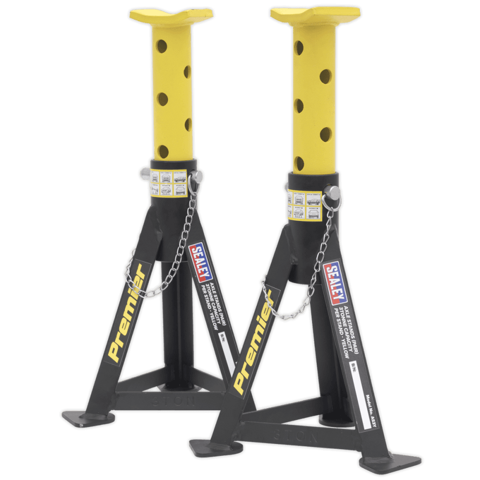 Sealey Axle Stands (Pair) 3tonne Capacity per Stand Yellow Model No-AS3Y