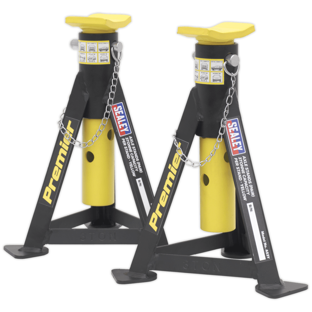 Sealey Axle Stands (Pair) 3tonne Capacity per Stand Yellow Model No-AS3Y