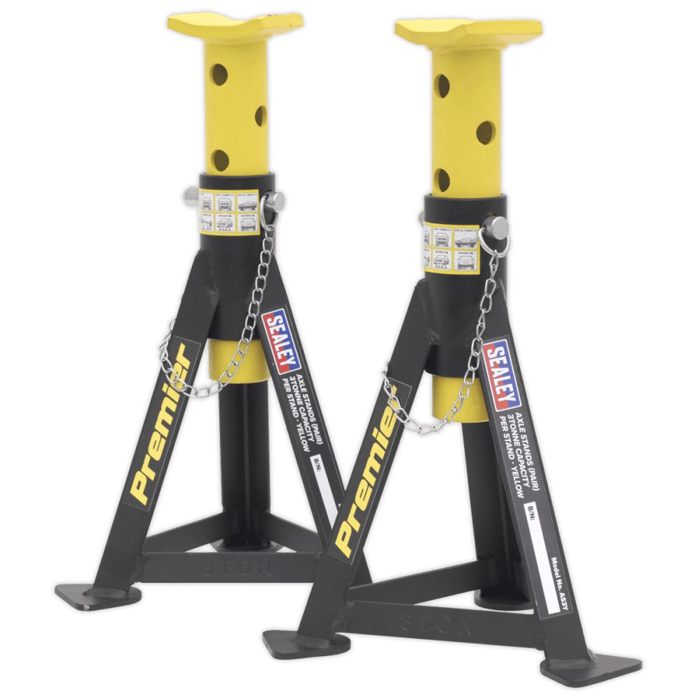 Sealey Axle Stands (Pair) 3tonne Capacity per Stand Yellow Model No-AS3Y
