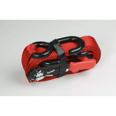 Sealey Slide Ratchet Tie Down 32mm x 3mtr Polyester Webbing with S Hooks 1200kg Load Test Model No-TD1202SR
