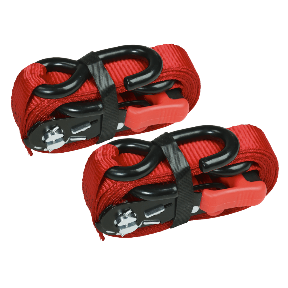 Sealey Slide Ratchet Tie Down 32mm x 3mtr Polyester Webbing with S Hooks 1200kg Load Test Model No-TD1202SR