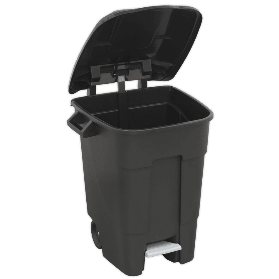 Sealey Refuse/Wheelie Bin with Foot Pedal 100ltr - Black Model No-BM100P