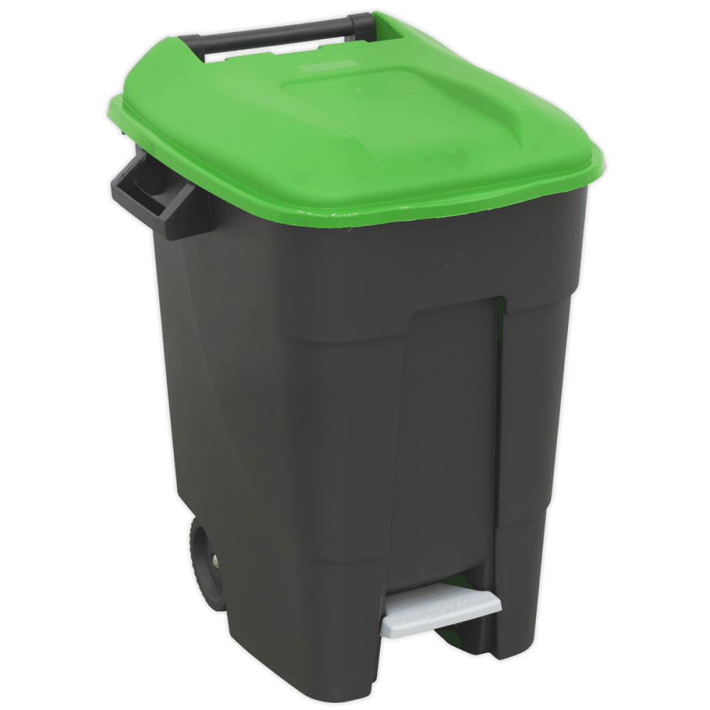 Sealey Refuse/Wheelie Bin with Foot Pedal 100L - Green Model No-BM100PG
