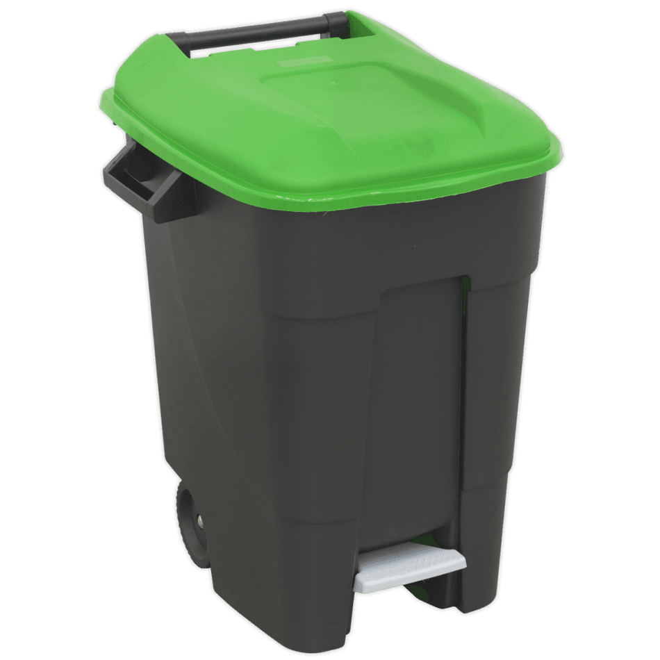 Sealey Refuse/Wheelie Bin with Foot Pedal 100ltr - Green Model No-BM100PG