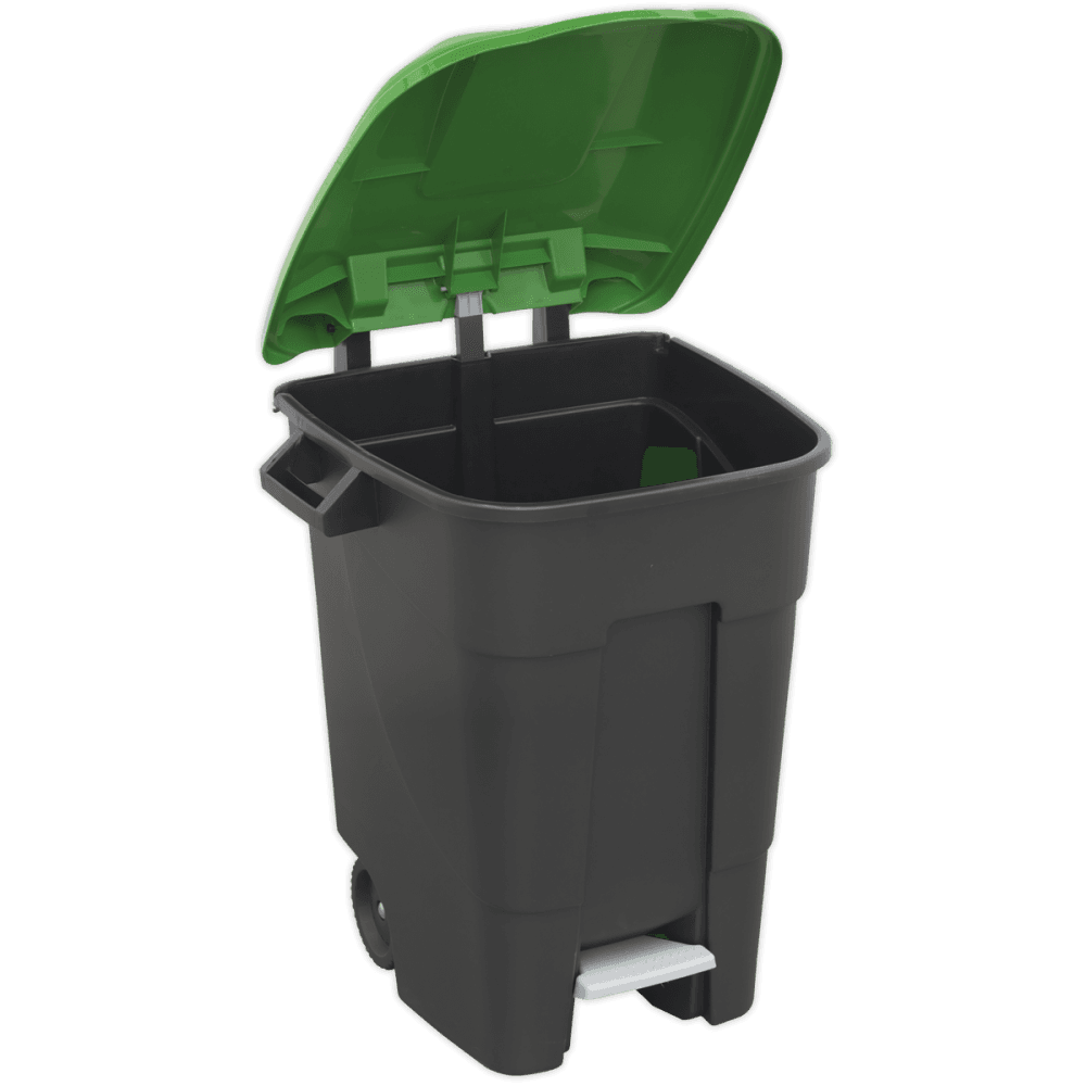 Sealey Refuse/Wheelie Bin with Foot Pedal 100L - Green Model No-BM100PG