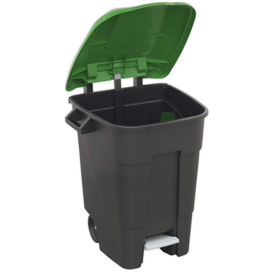 Sealey Refuse/Wheelie Bin with Foot Pedal 100ltr - Green Model No-BM100PG