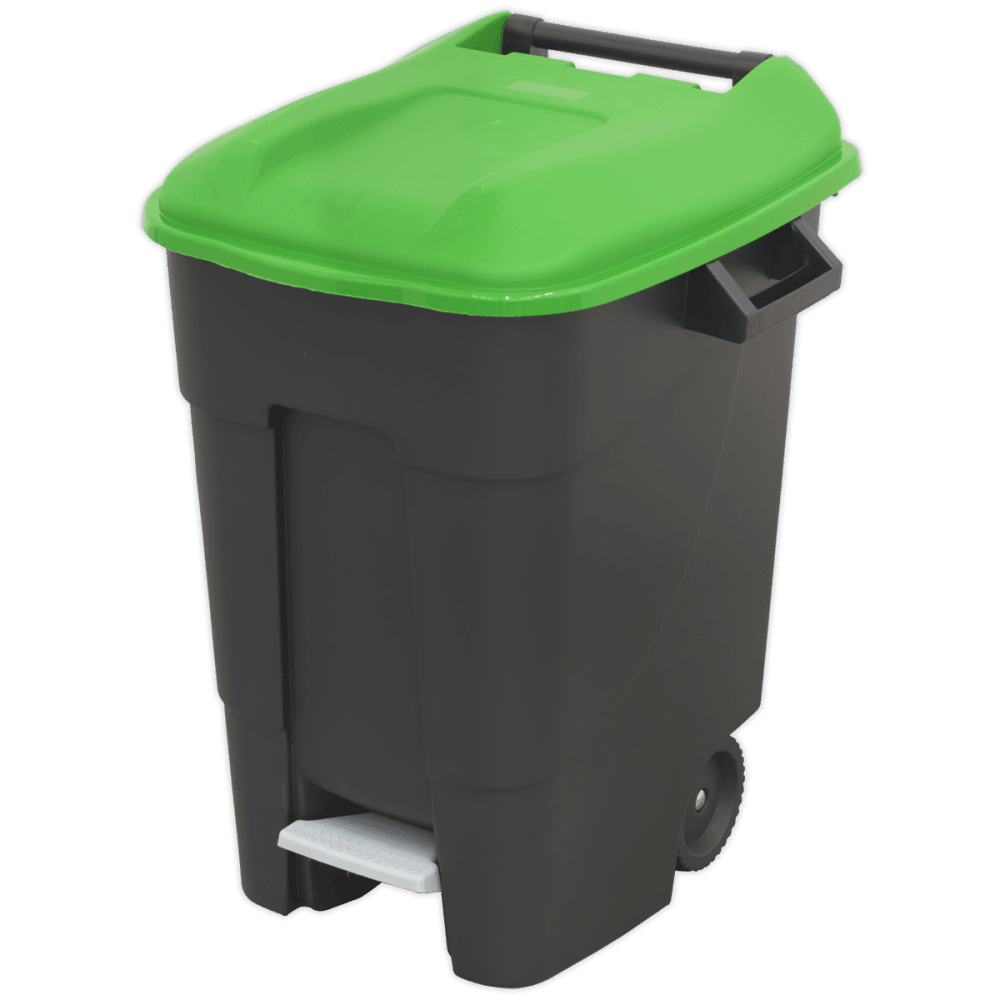 Sealey Refuse/Wheelie Bin with Foot Pedal 100L - Green Model No-BM100PG