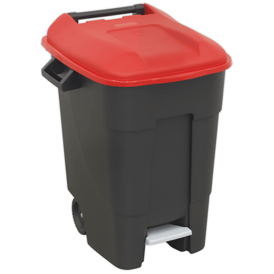 Sealey Refuse/Wheelie Bin with Foot Pedal 100ltr - Red Model No-BM100PR