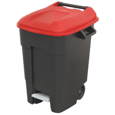 Sealey Refuse/Wheelie Bin with Foot Pedal 100L - Red Model No-BM100PR