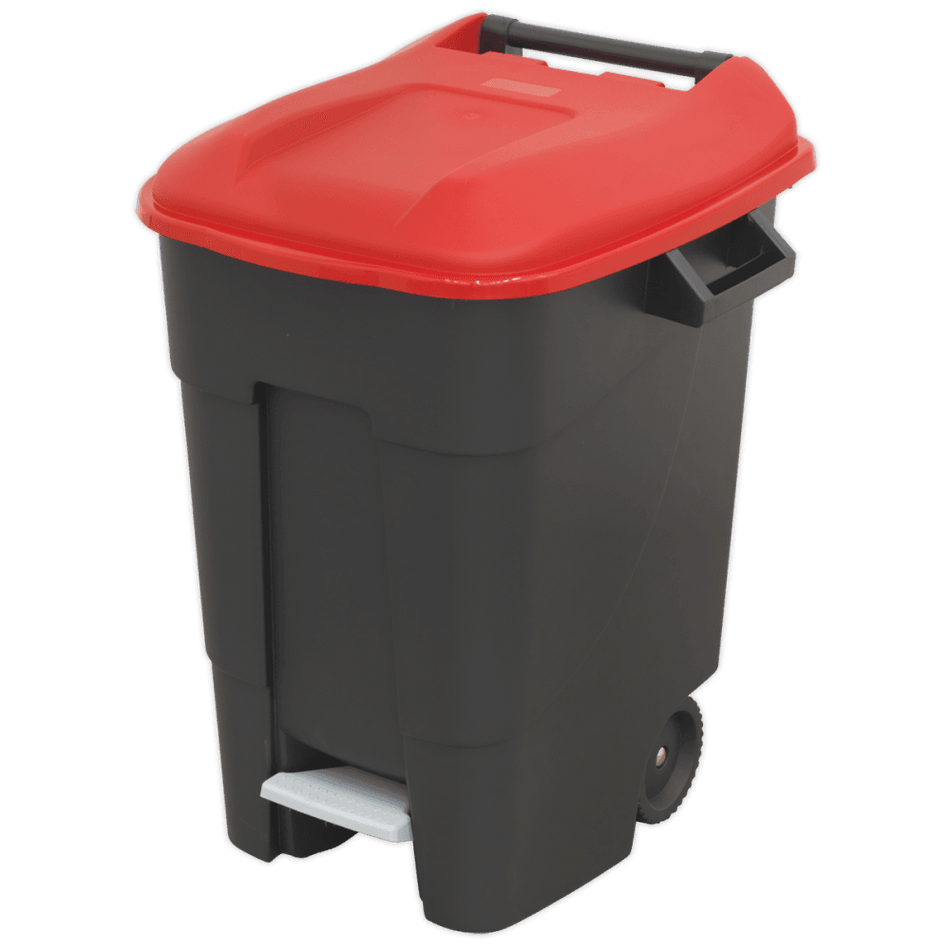 Sealey Refuse/Wheelie Bin with Foot Pedal 100ltr - Red Model No-BM100PR