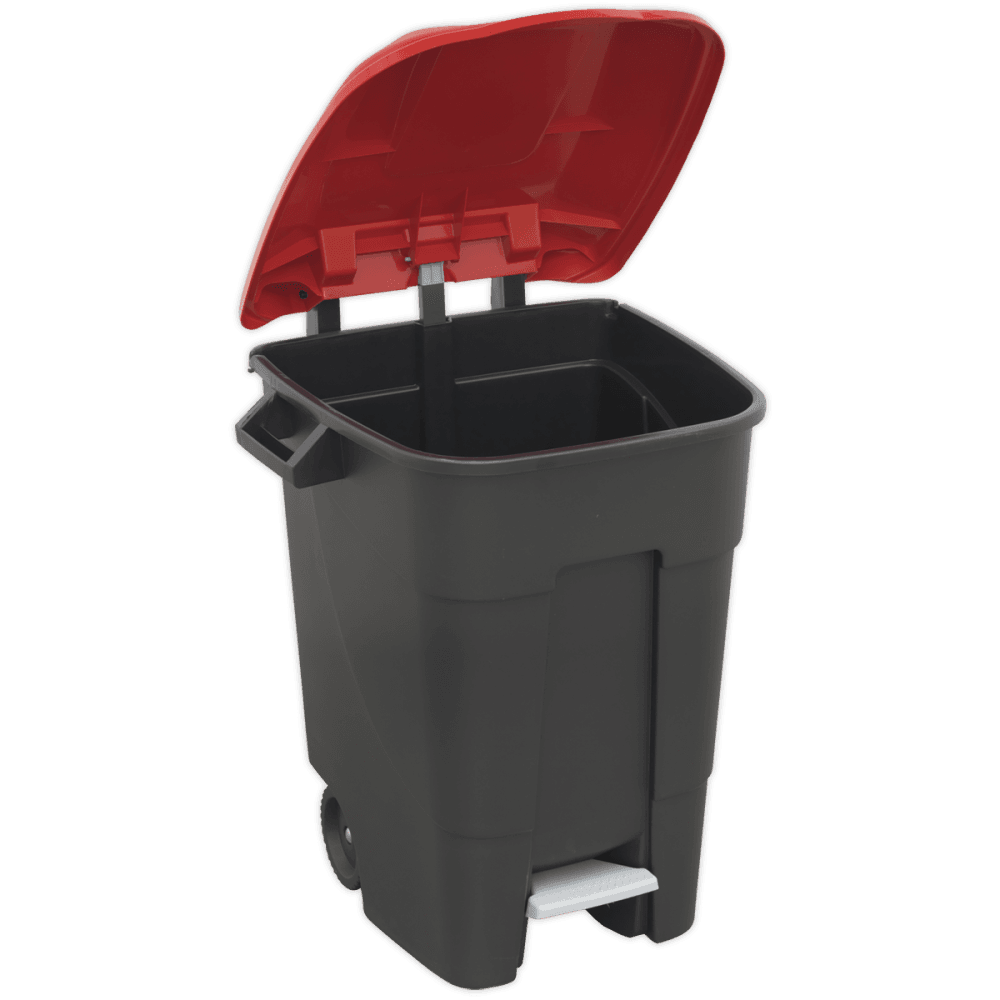 Sealey Refuse/Wheelie Bin with Foot Pedal 100L - Red Model No-BM100PR