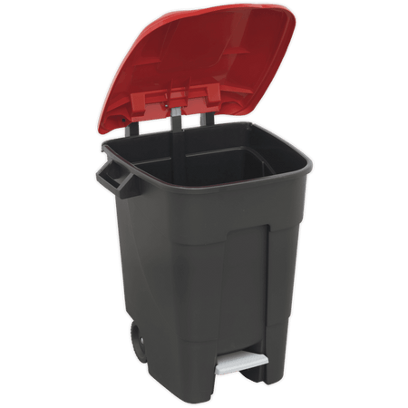 Sealey Refuse/Wheelie Bin with Foot Pedal 100L - Red Model No-BM100PR