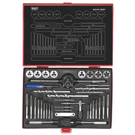 Sealey Tap & Die Set 37pc Split Dies - Metric Model No-AK3037