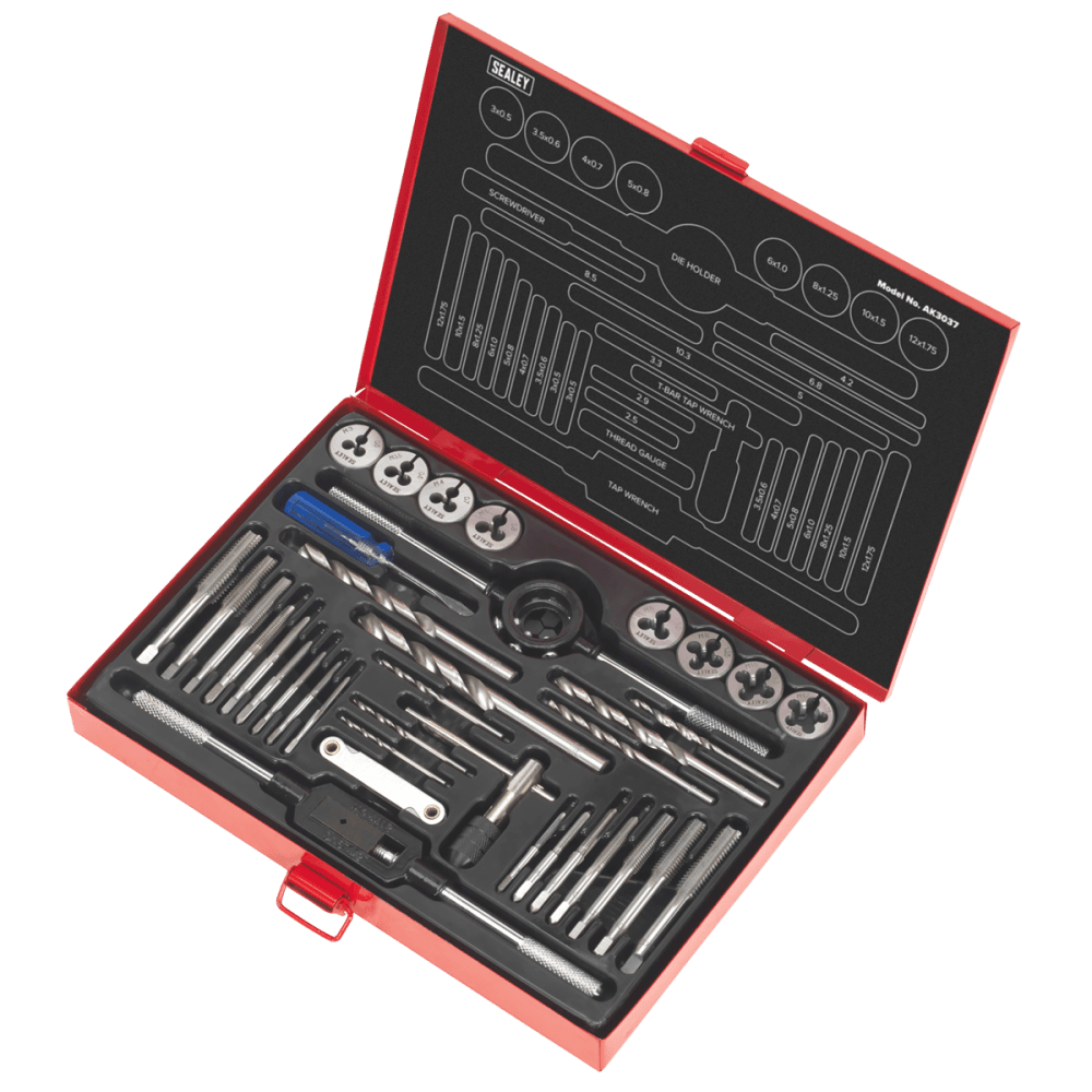 Sealey Tap & Die Set 37pc Split Dies - Metric Model No-AK3037