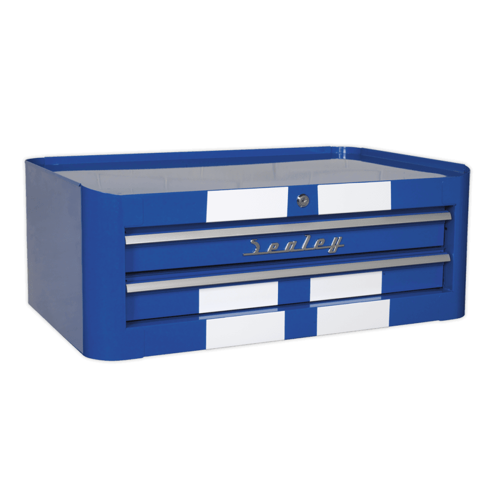 Sealey Retro Style Topchest, Mid-Box & Rollcab Combination 10 Drawer Blue/White Stripes Model No-AP28COMBO2BWS