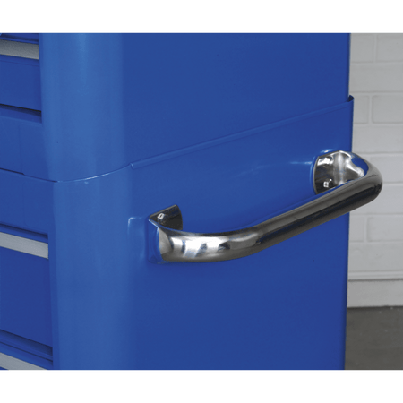Sealey Retro Style Topchest, Mid-Box & Rollcab Combination 10 Drawer Blue/White Stripes Model No-AP28COMBO2BWS