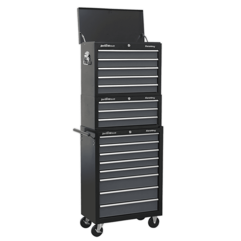 Sealey Tool Chest Combination 16 Drawer with Ball Bearing Slides - Black/Grey Model No-AP35STACK