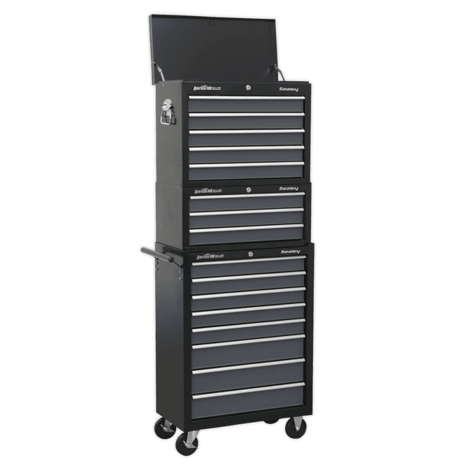 Sealey Tool Chest Combination 16 Drawer with Ball Bearing Slides - Black/Grey Model No-AP35STACK