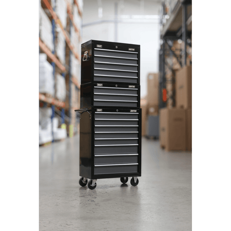 Sealey Tool Chest Combination 16 Drawer with Ball Bearing Slides - Black/Grey Model No-AP35STACK