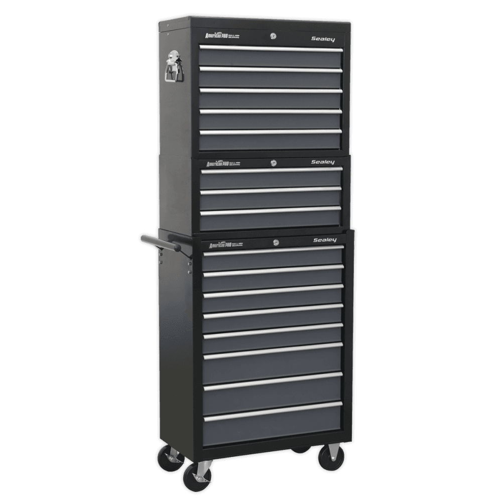 Sealey Tool Chest Combination 16 Drawer with Ball Bearing Slides - Black/Grey Model No-AP35STACK