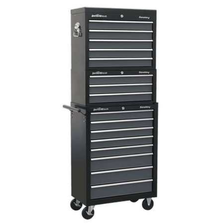 Sealey Tool Chest Combination 16 Drawer with Ball Bearing Slides - Black/Grey Model No-AP35STACK