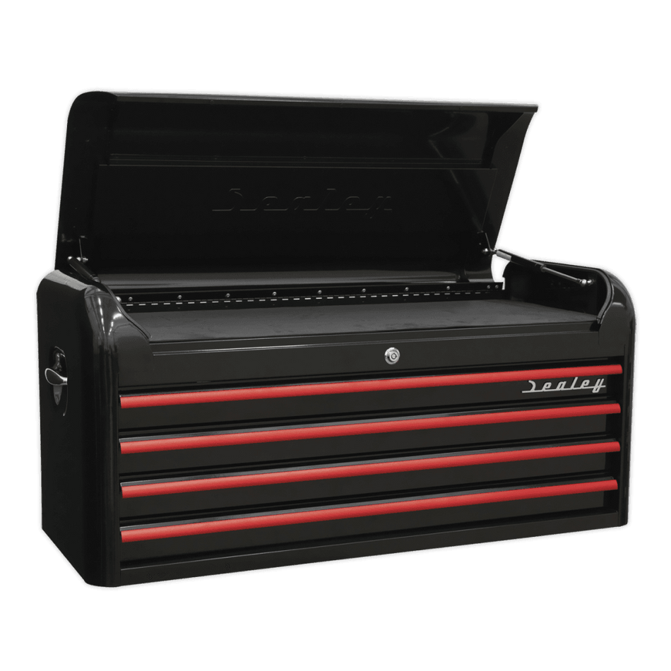Sealey Retro Style Extra Wide Topchest & Rollcab Combination 10 Drawer - Black with Red Anodised Drawer Pul Model No-AP41COMBOBR