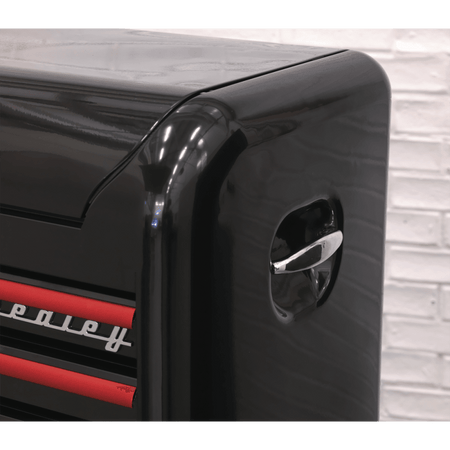 Sealey Retro Style Extra Wide Topchest & Rollcab Combination 10 Drawer - Black with Red Anodised Drawer Pul Model No-AP41COMBOBR