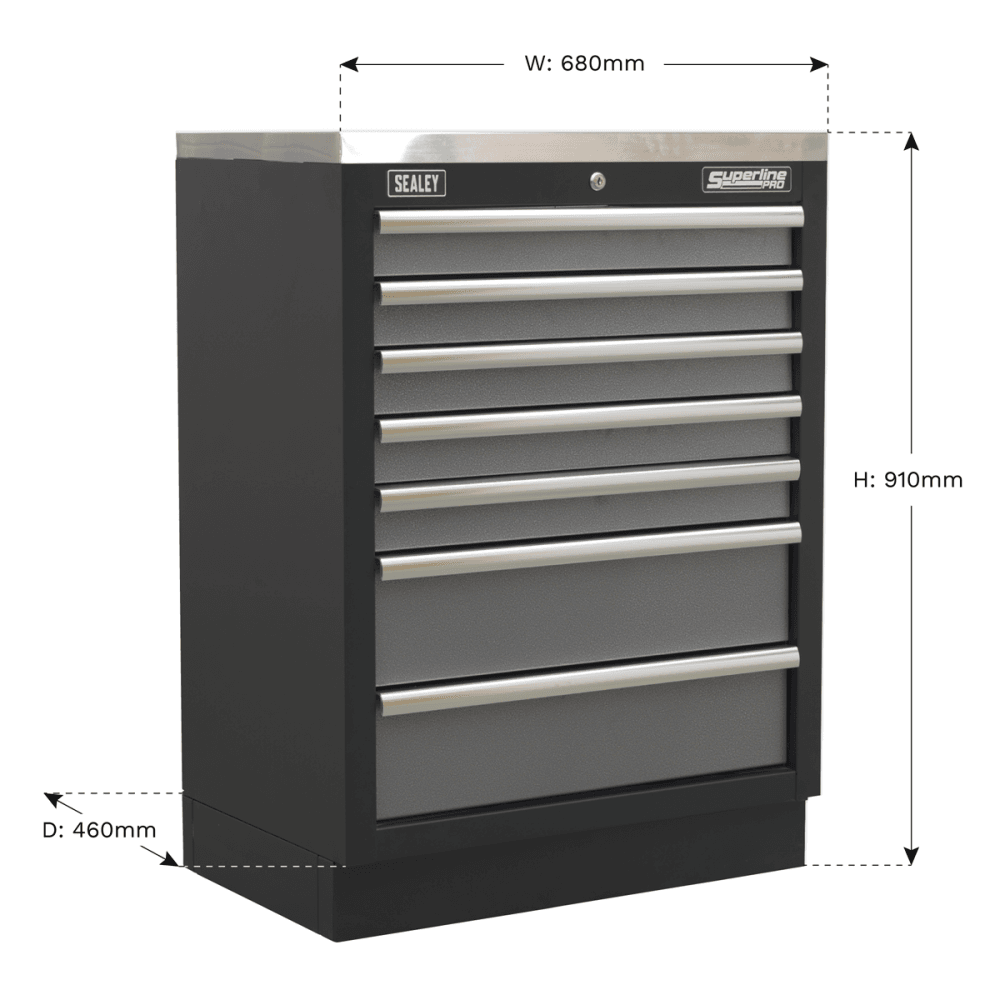 Sealey Modular 7 Drawer Cabinet 680mm Model No-APMS62