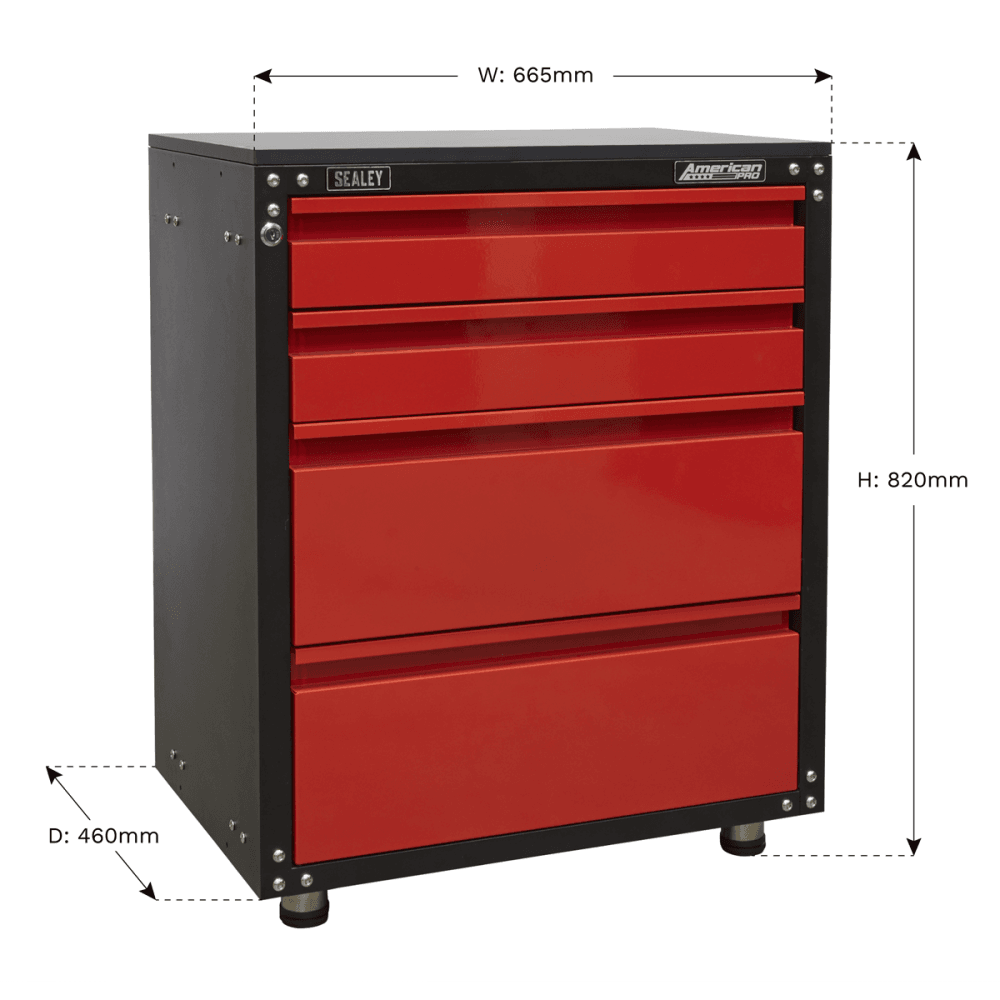 Sealey Modular 4 Drawer Cabinet with Worktop 665mm Model No-APMS84