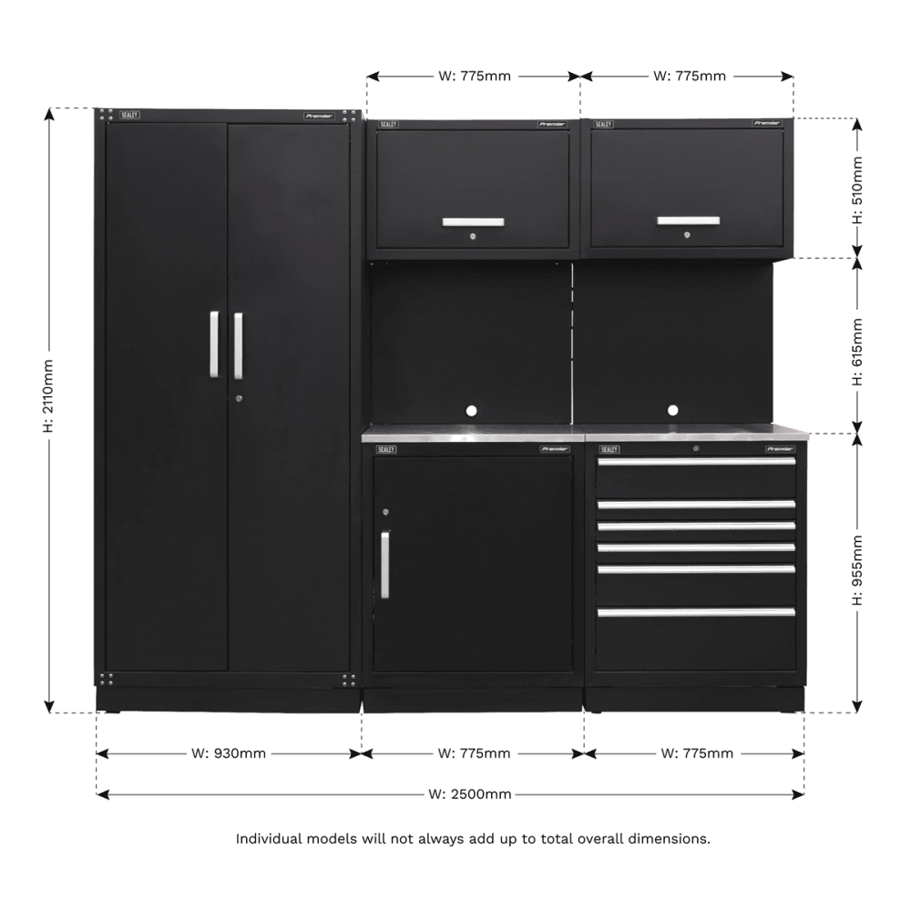 Sealey Modular Storage System Combo - Stainless Steel Worktop Model No-APMSCOMBO1SS