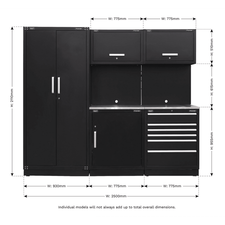 Sealey Modular Storage System Combo - Stainless Steel Worktop Model No-APMSCOMBO1SS