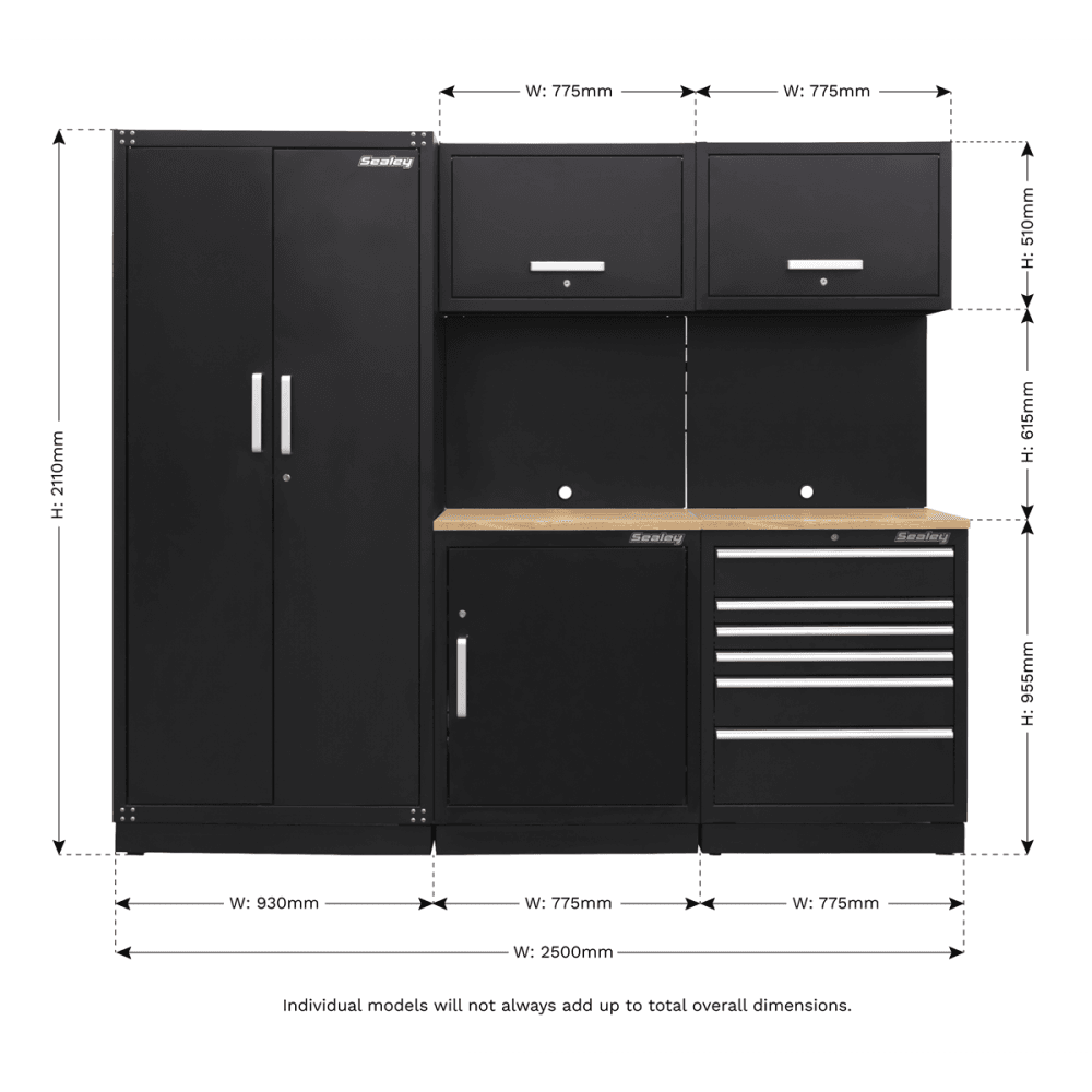 Sealey Modular Storage System Combo - Oak Worktop Model No-APMSCOMBO1W