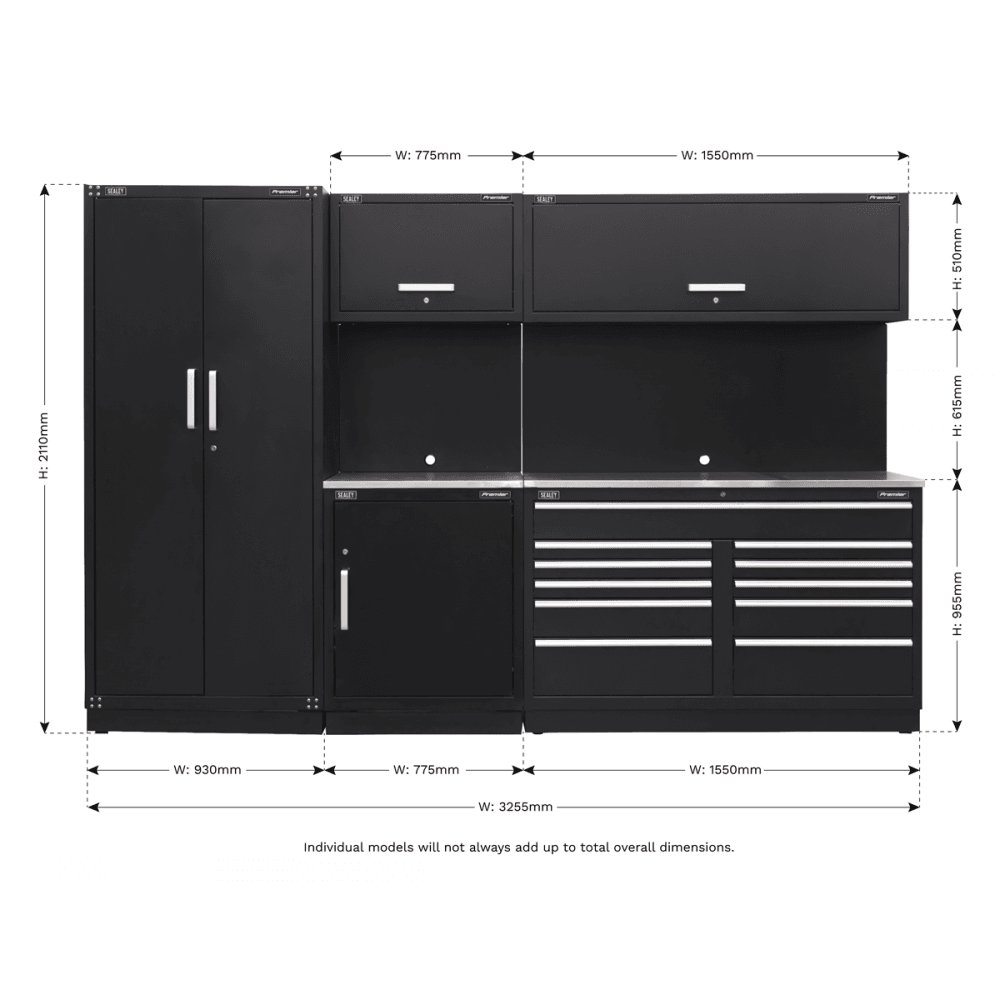 Sealey Modular Storage System Combo - Stainless Steel Worktop Model No-APMSCOMBO2SS