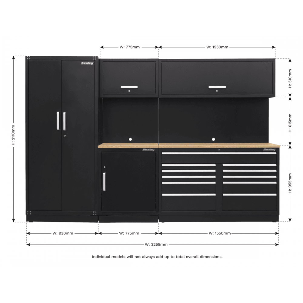 Sealey Modular Storage System Combo - Oak Worktop Model No-APMSCOMBO2W