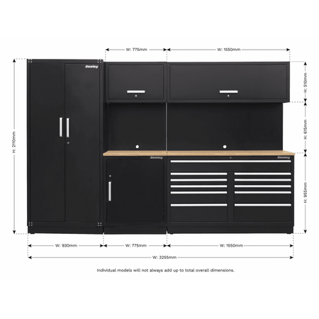 Sealey Modular Storage System Combo - Oak Worktop Model No-APMSCOMBO2W