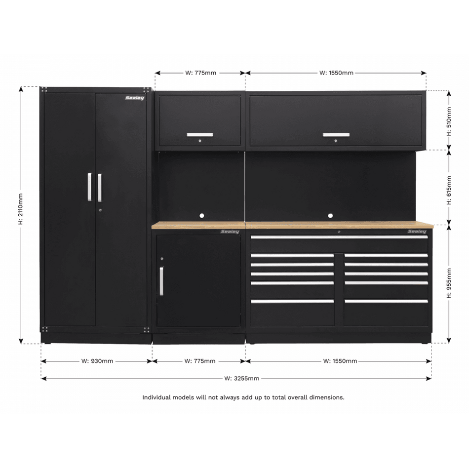 Sealey Modular Storage System Combo - Oak Worktop Model No-APMSCOMBO2W