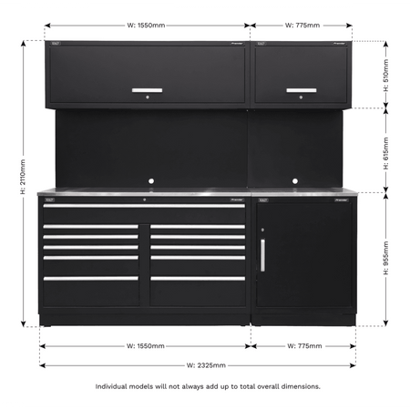 Sealey Modular Storage System Combo - Stainless Steel Worktop Model No-APMSCOMBO4SS