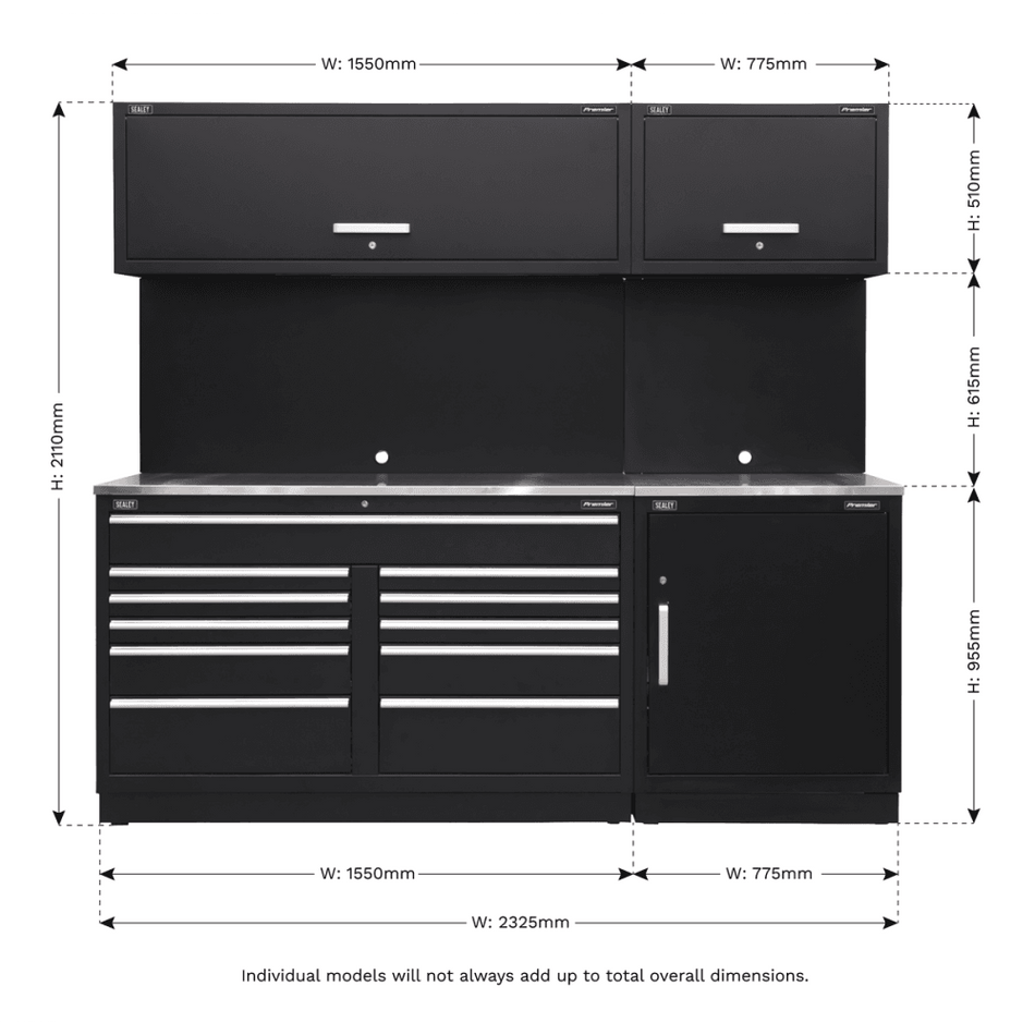 Sealey Modular Storage System Combo - Stainless Steel Worktop Model No-APMSCOMBO4SS