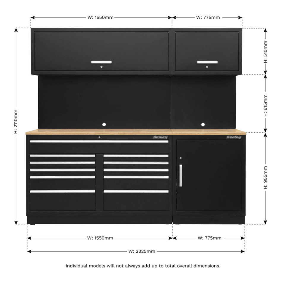Sealey Modular Storage System Combo - Oak Worktop Model No-APMSCOMBO4W