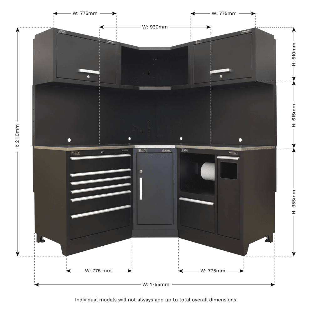 Sealey Modular Storage System Combo - Stainless Steel Worktop Model No-APMSCOMBO6SS