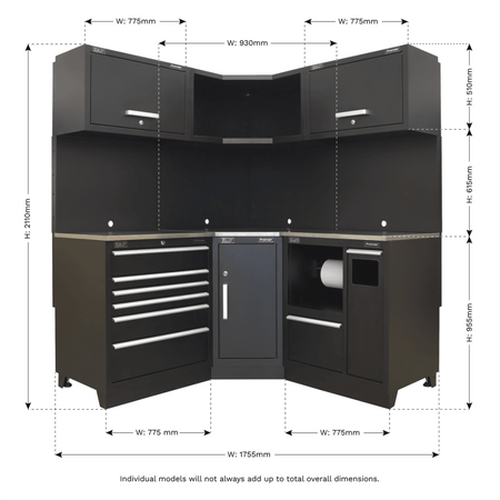 Sealey Modular Storage System Combo - Stainless Steel Worktop Model No-APMSCOMBO6SS